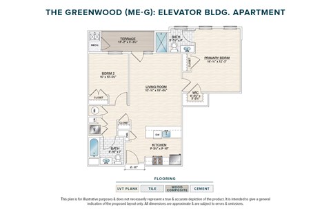 Floor plan for 2 beds, 2 baths, 1024 sqft